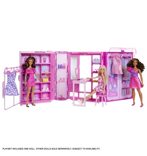 Barbie Armadio Dei Sogni Di Playset Giocattolo Con Bambola Alla Moda, Vestiti E Accessori, Larghezza Di 91 Cm Con Oltre 25 Pezzi