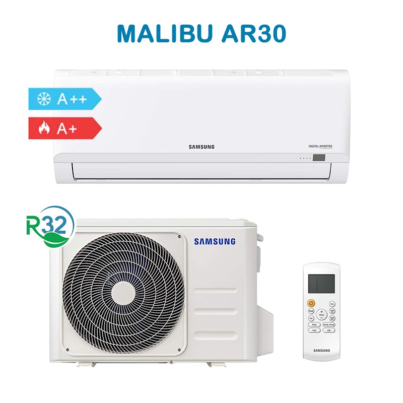 SAMSUNG AR30 F-AR09MLB Climatizzatore Condizionatore Malibu 9000BTU 2,6Kw A++/A+ R32 Inverter, Bianco