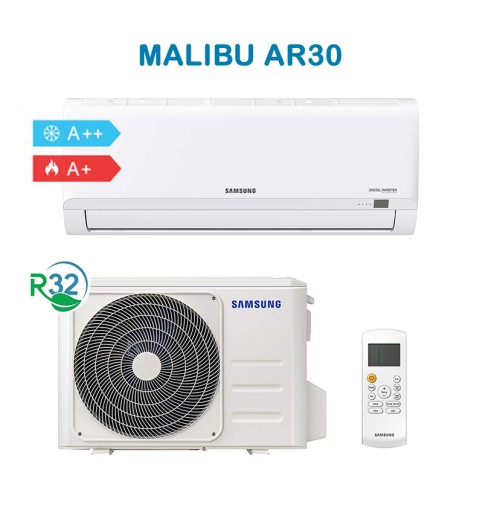 SAMSUNG Climatizzatore Condizionatore Malibu AR30 F-AR09MLB 9000BTU 2,6Kw A++/A+ R32 Inverter, Bianco