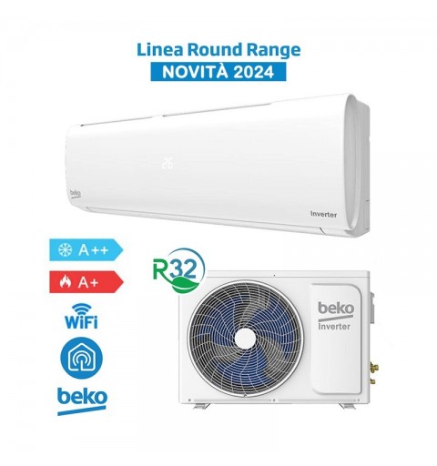 Beko BEHPC180 + BEHPC181 Condizionatore Climatizzatore 18000Btu A++/A+ 5,1Kw WIFI Round Range 2024, R32 Inverter, Bianco