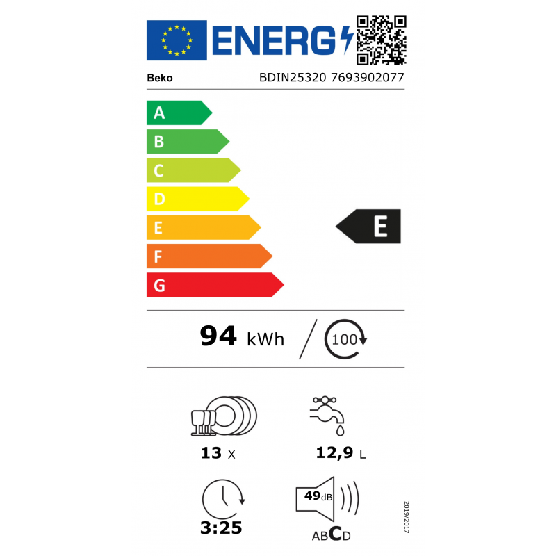 Beko BDIN25320 Lavastoviglie Incasso 13 Coperti Classe E