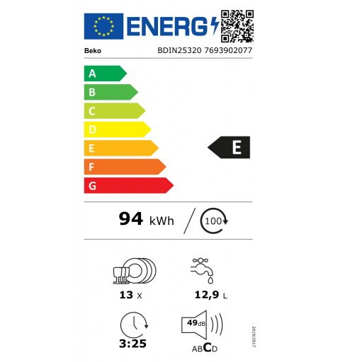 Beko BDIN25320 Lavastoviglie Incasso 13 Coperti Classe E