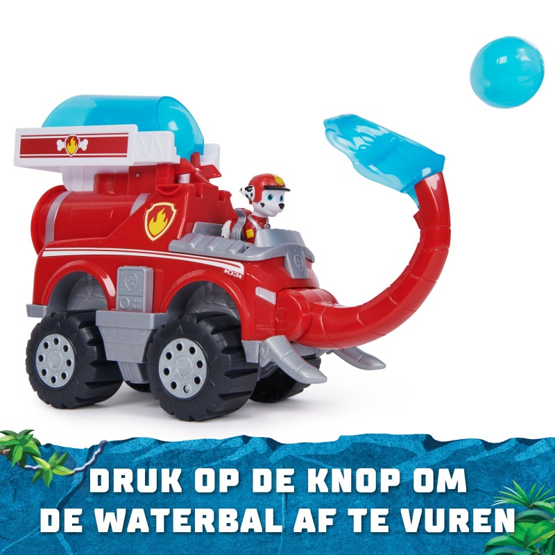 PAW Patrol Jungle Pups, Deluxe Elephant Vehicle de Marshall con lanzador de proyectiles, camión de juguete con figura de