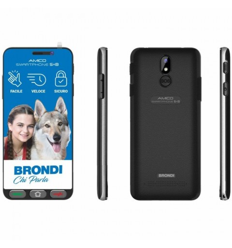 Brondi Amico Smartphone S+B Nero 14,5 cm (5.7") Doppia SIM Android 12 Go edition 4G USB tipo-C 2 GB 16 GB 2800 mAh