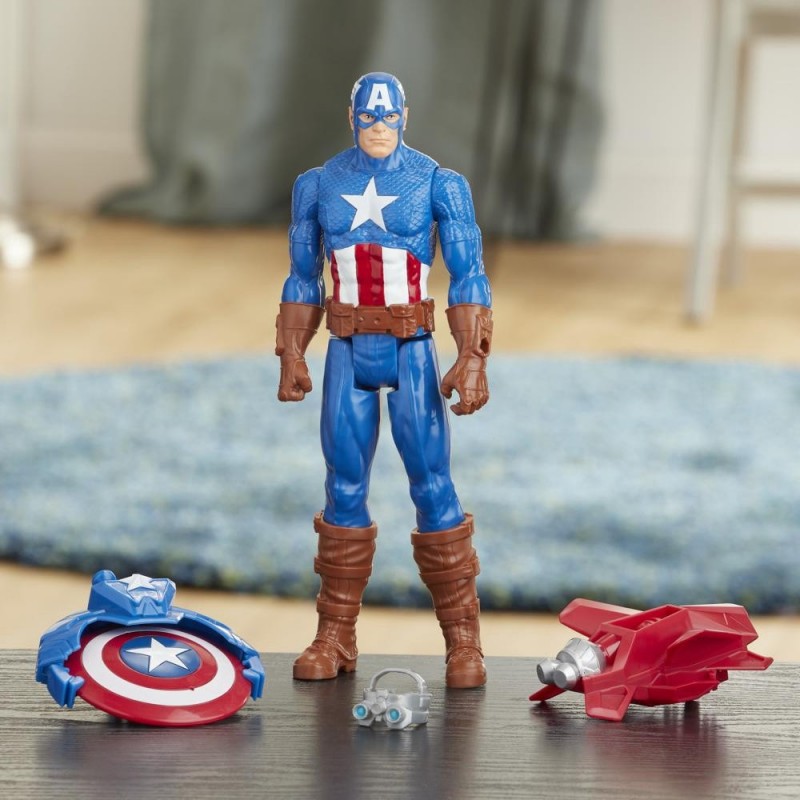 Marvel Avengers Titan Hero Captain America Blast Gear 30cm with Launcher, 2 Accessories and Projectile