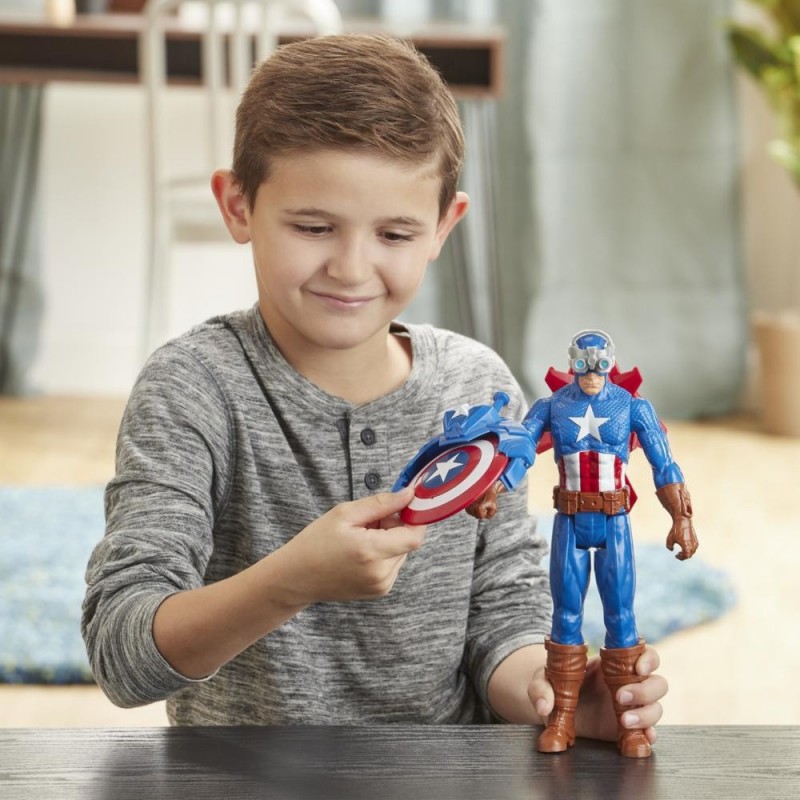 Marvel Avengers Titan Hero Captain America Blast Gear 30cm with Launcher, 2 Accessories and Projectile