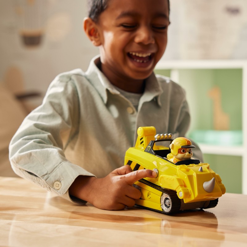 PAW Patrol Jungle Pups, Rhino Vehicle von Rubble, Spielzeugtruck mit Actionfigur zum Sammeln, Kinderspielzeug für Jungen und