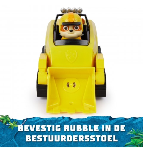 PAW Patrol Jungle Pups, Rhino Vehicle de Rubble, vehículo de juguete con figura de acción coleccionable, juguetes para niños y