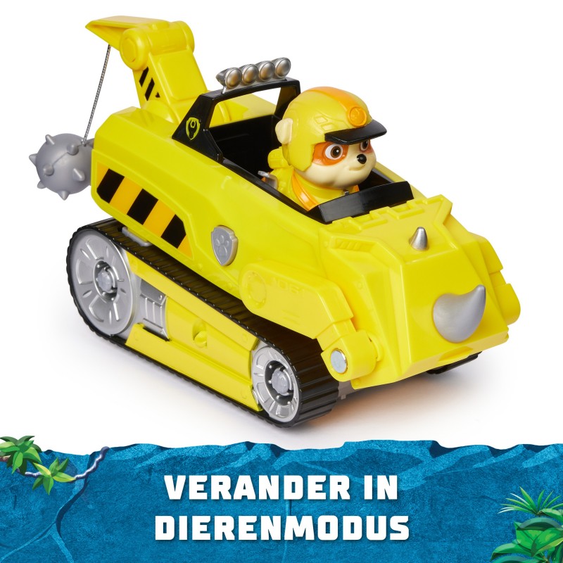 PAW Patrol Jungle Pups, Rhino Vehicle von Rubble, Spielzeugtruck mit Actionfigur zum Sammeln, Kinderspielzeug für Jungen und