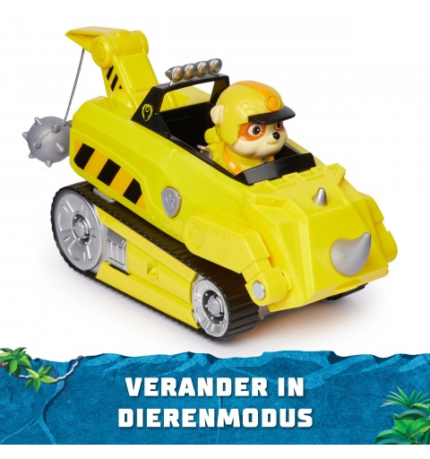 PAW Patrol Jungle Pups, Rhino Vehicle von Rubble, Spielzeugtruck mit Actionfigur zum Sammeln, Kinderspielzeug für Jungen und