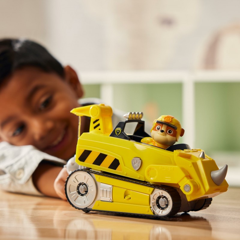 PAW Patrol Jungle Pups, Rhino Vehicle von Rubble, Spielzeugtruck mit Actionfigur zum Sammeln, Kinderspielzeug für Jungen und