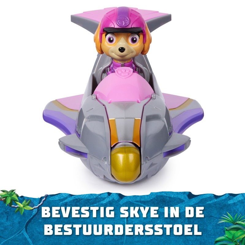 PAW Patrol Jungle Pups, Falcon Vehicle de Skye, jet de juguete con figura de acción coleccionable, juguetes para niños y niñas