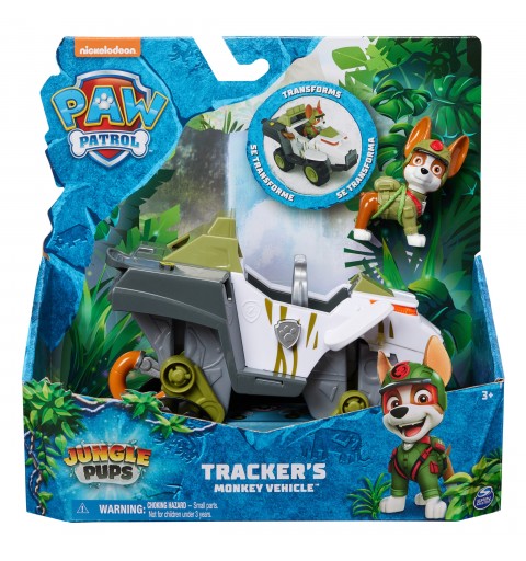 PAW Patrol Jungle Pups, Monkey Vehicle de Tracker, camión de juguete con figura de acción coleccionable, juguetes para niños y