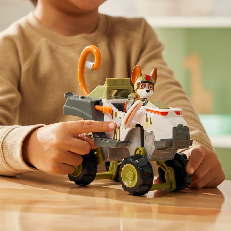 PAW Patrol Jungle Pups, Monkey Vehicle de Tracker, camión de juguete con figura de acción coleccionable, juguetes para niños y