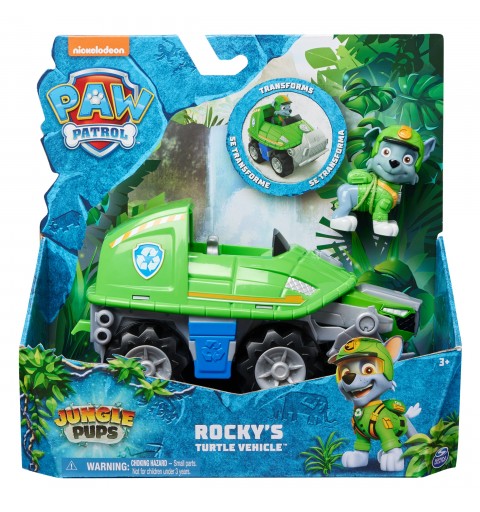 PAW Patrol Jungle Pups, Snapping Turtle Vehicle von Rocky, Spielzeugtruck mit Actionfigur zum Sammeln, Kinderspielzeug für