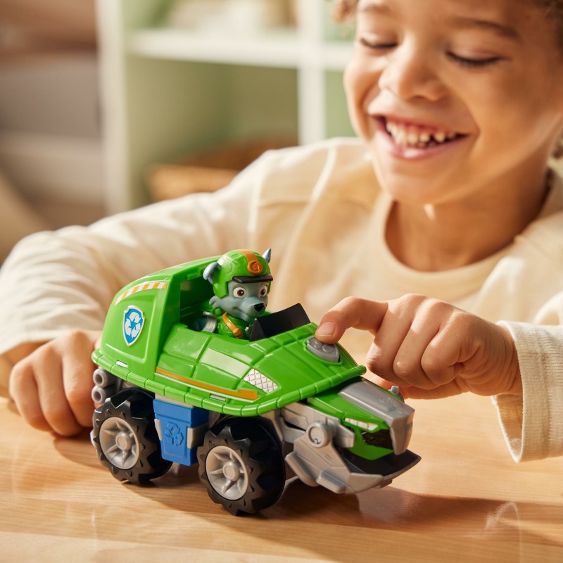 PAW Patrol Jungle Pups, Snapping Turtle Vehicle von Rocky, Spielzeugtruck mit Actionfigur zum Sammeln, Kinderspielzeug für