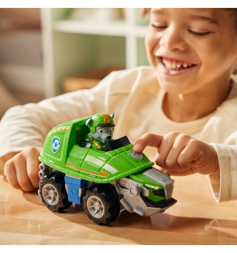 PAW Patrol Jungle Pups, Snapping Turtle Vehicle von Rocky, Spielzeugtruck mit Actionfigur zum Sammeln, Kinderspielzeug für