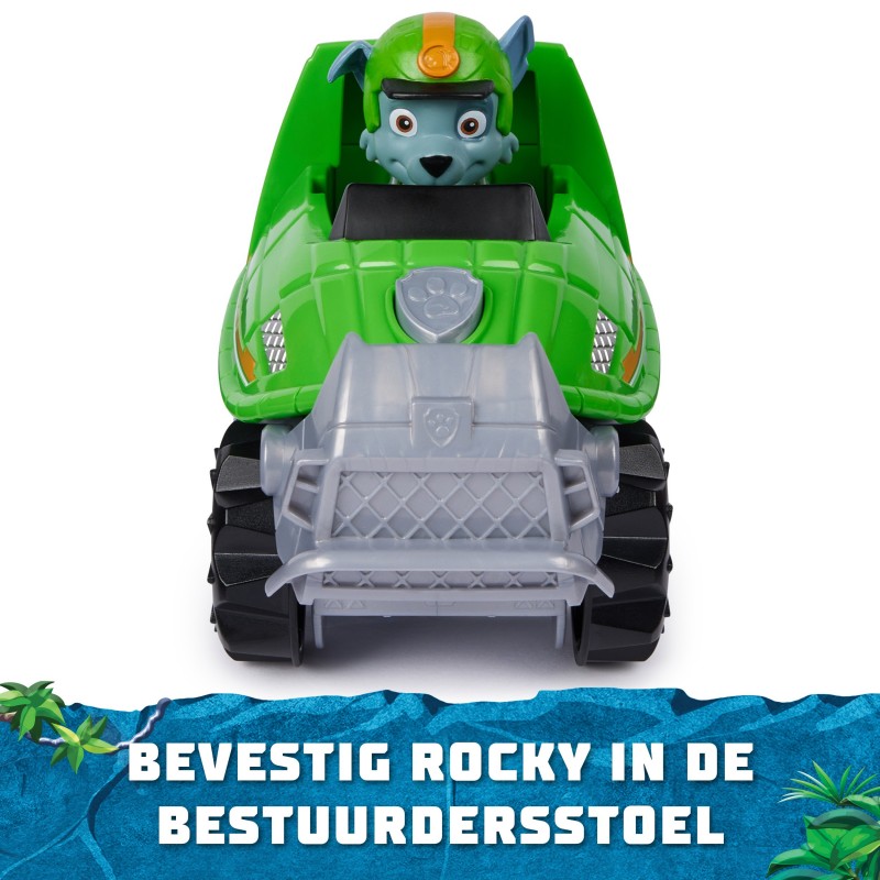 PAW Patrol Jungle Pups, Snapping Turtle Vehicle von Rocky, Spielzeugtruck mit Actionfigur zum Sammeln, Kinderspielzeug für