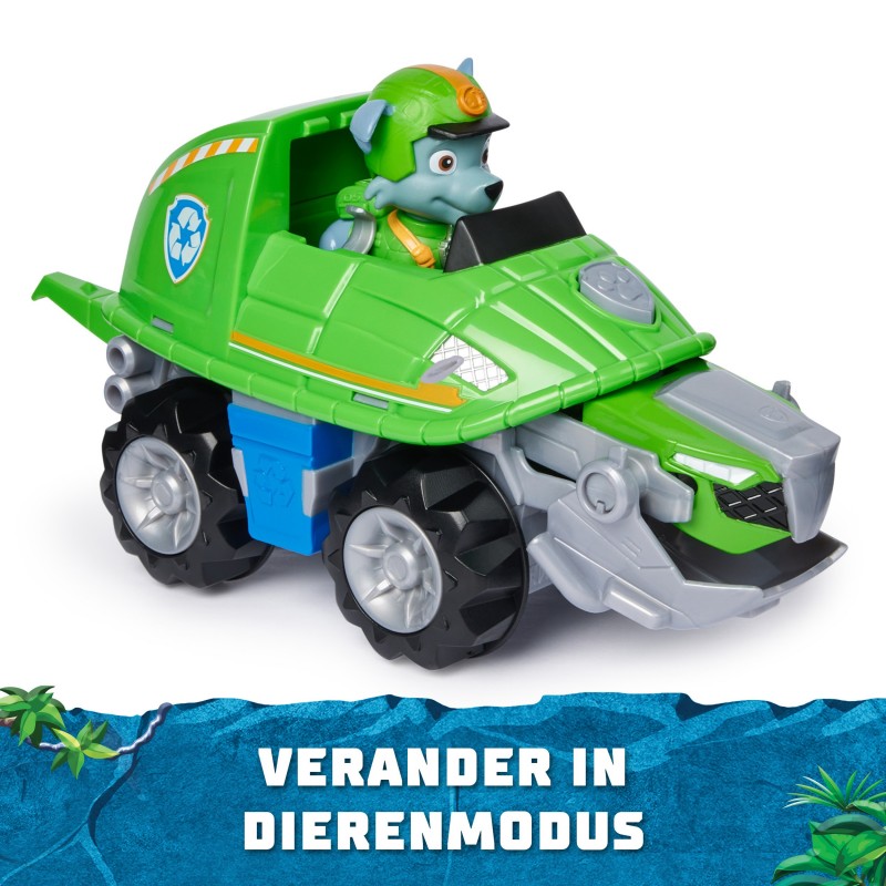 PAW Patrol Jungle Pups, Snapping Turtle Vehicle von Rocky, Spielzeugtruck mit Actionfigur zum Sammeln, Kinderspielzeug für