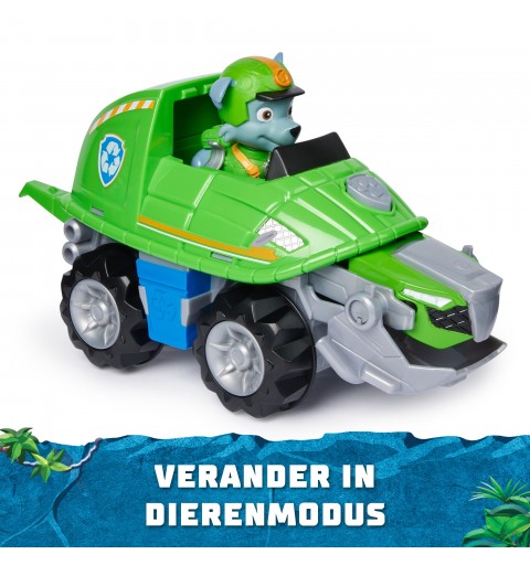 PAW Patrol Jungle Pups, Snapping Turtle Vehicle von Rocky, Spielzeugtruck mit Actionfigur zum Sammeln, Kinderspielzeug für