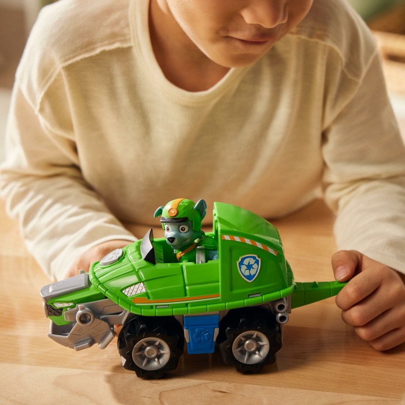 PAW Patrol Jungle Pups, Snapping Turtle Vehicle von Rocky, Spielzeugtruck mit Actionfigur zum Sammeln, Kinderspielzeug für