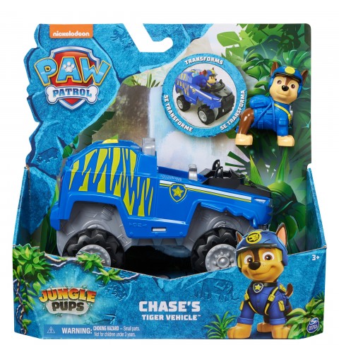 PAW Patrol Jungle Pups, Tiger Vehicle de Chase, vehículo de juguete con figura de acción coleccionable, juguetes para niños y