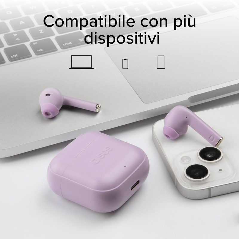 SBS Beat Free Auricolare True Wireless Stereo (TWS) In-ear Chiamate Musica Sport Tutti i giorni Bluetooth Viola