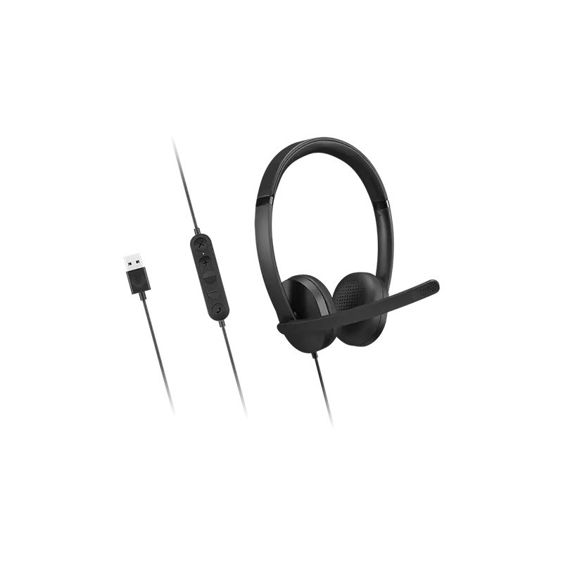 Lenovo 4XD1P83425 auricular y casco Auriculares Alámbrico Diadema Llamadas Música USB tipo A Negro