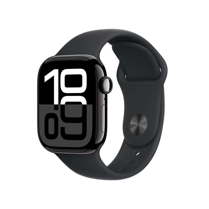 Apple Watch Series 10 Serie 10 GPS 42mm Cassa in Alluminio color Jet Black con Nero Sport Band - S M