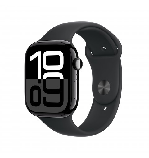 Apple Watch Series 10 GPS 46mm Jet Black Aluminium Case with Black Sport Band - S M