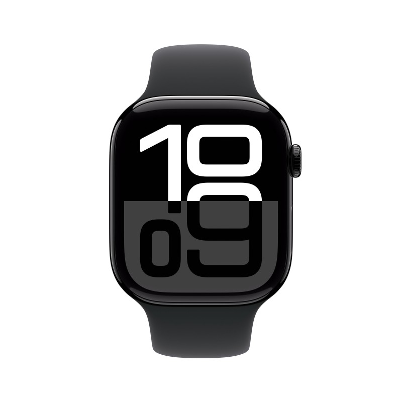 Apple Watch Series 10 GPS 46mm Jet Black Aluminium Case with Black Sport Band - S M