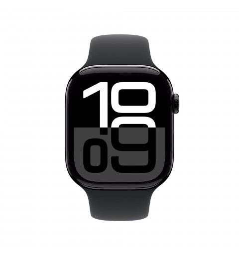 Apple Watch Series 10 GPS 46mm Jet Black Aluminium Case with Black Sport Band - S M