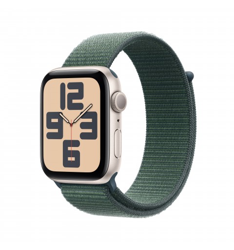 Apple Watch SE GPS 44mm Starlight Aluminium Case with Lake Green Sport Loop