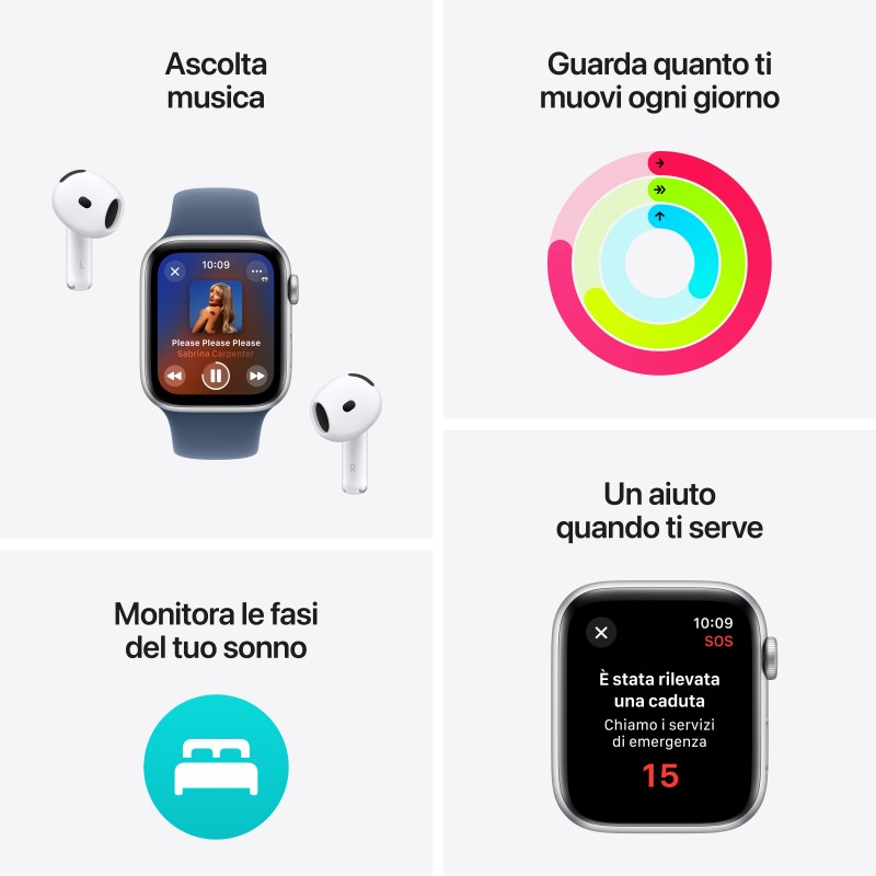 Apple Watch SE GPS 40mm Cassa Alluminio Galassia con Verde Lago Sport Loop