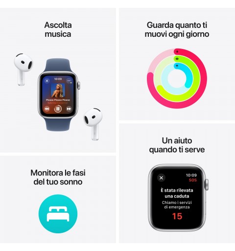 Apple Watch SE GPS 40mm Cassa Alluminio Galassia con Verde Lago Sport Loop