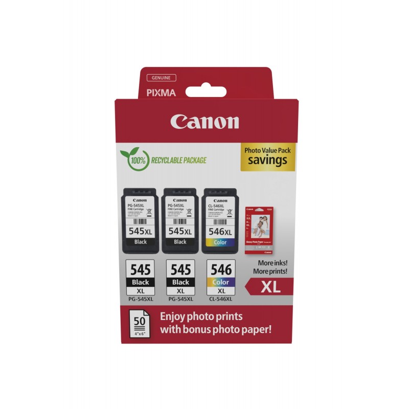 Canon 8286B015 ink cartridge 3 pc(s) Original High (XL) Yield Black, Cyan, Magenta, Yellow