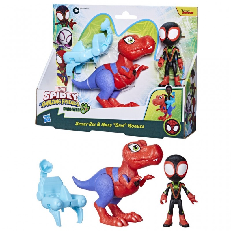 Marvel Spidey e I Suoi Fantastici amici, Dino-Webs Personaggio e Accessori, Spidey-Rex e Miles "Spin" Morales