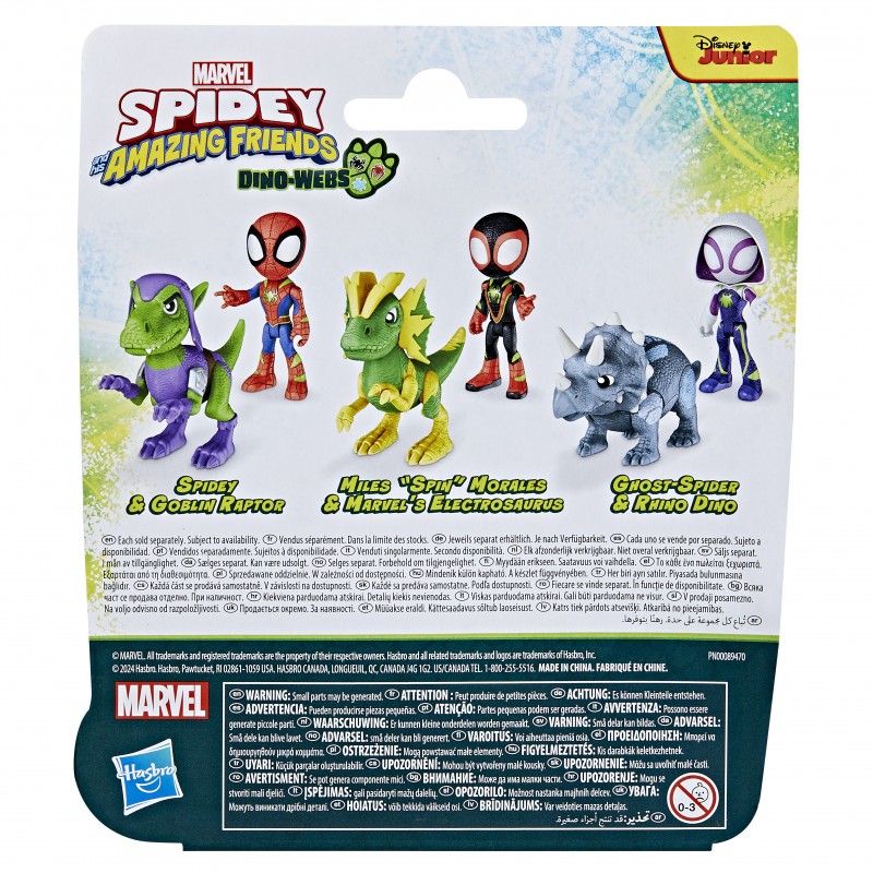 Marvel Spidey and His Amazing Friends Dino-Webs, Miles "Spin" Morales & 's Electrosaurus Action Figures, Super Hero Toys for