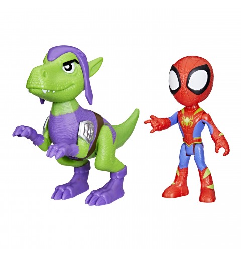 Marvel Spidey and His Amazing Friends Dino-Webs, Spidey and Goblin Raptor Action Figures Set, Super Hero Toys for Boys and