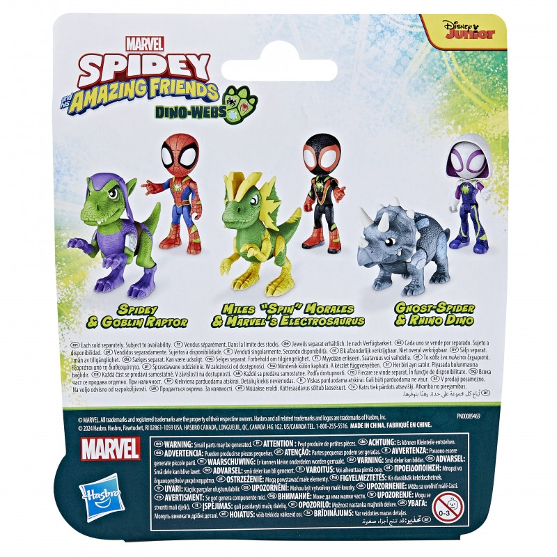 Marvel Spidey and His Amazing Friends Dino-Webs, Spidey and Goblin Raptor Action Figures Set, Super Hero Toys for Boys and