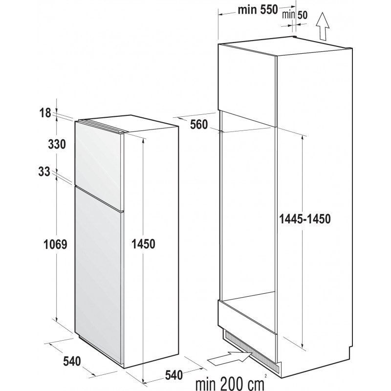 Hisense RI1P205NEWE fridge-freezer Built-in 205 L E White