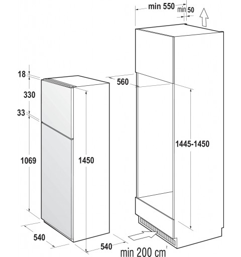 Hisense RI1P205NEWE fridge-freezer Built-in 205 L E White