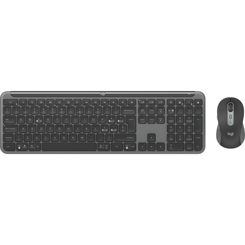 Logitech MK950 Signature Slim clavier Souris incluse Bureau RF sans fil + Bluetooth QWERTY Italien Graphite