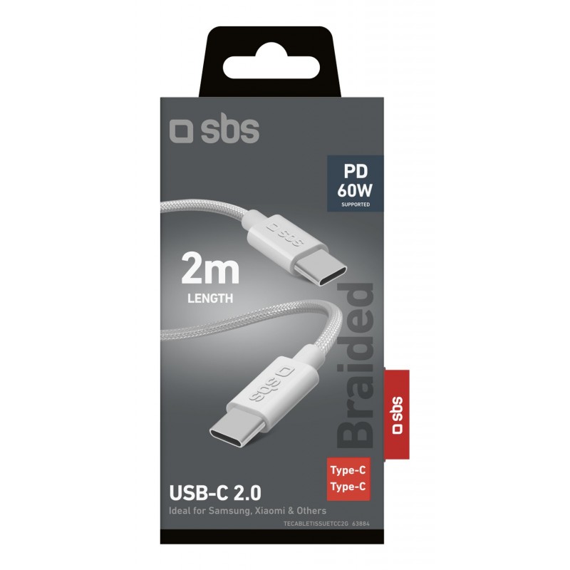 SBS TECABLETISSUE2G câble USB 2 m USB C Gris