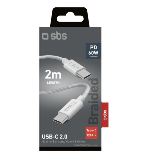 SBS TECABLETISSUE2G câble USB 2 m USB C Gris