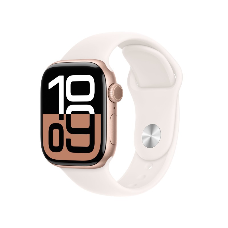 Apple Watch Series 10 GPS 42mm Rose Gold Aluminium Case with Light Blush Sport Band - S M