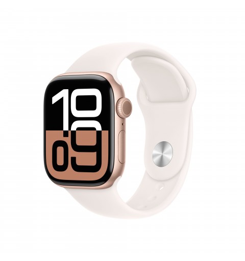 Apple Watch Series 10 GPS 42mm Rose Gold Aluminium Case with Light Blush Sport Band - S M