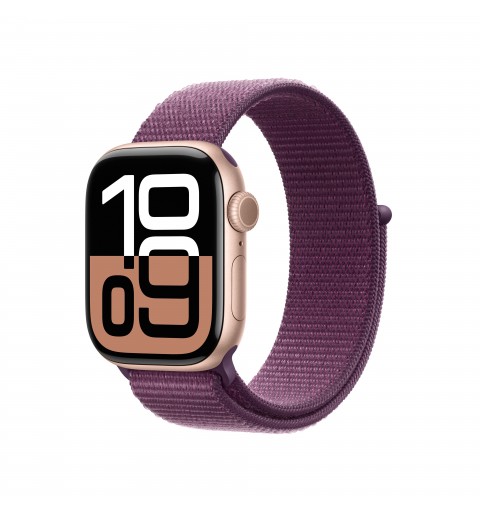 Apple Watch Series 10 GPS 42mm Rose Gold Aluminium Case with Plum Sport Loop