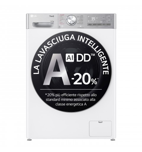 LG D4R9513TPWC Lavasciuga 13 7kg AI DD, Classe D, 1400 giri, TurboWash 360, Autodosaggio