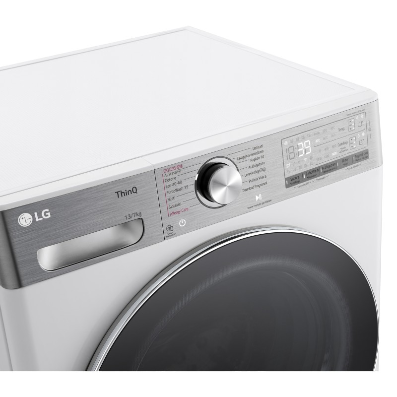 LG D4R9513TPWC Lavasciuga 13 7kg AI DD, Classe D, 1400 giri, TurboWash 360, Autodosaggio